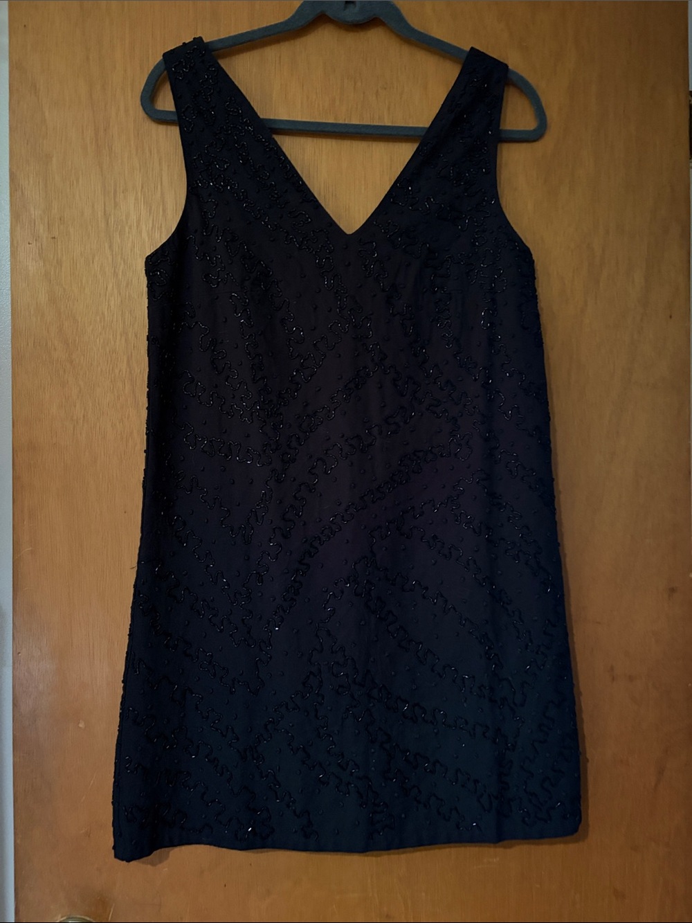 Mango Black Beaded V-Neck Sleeveless Mini Dress